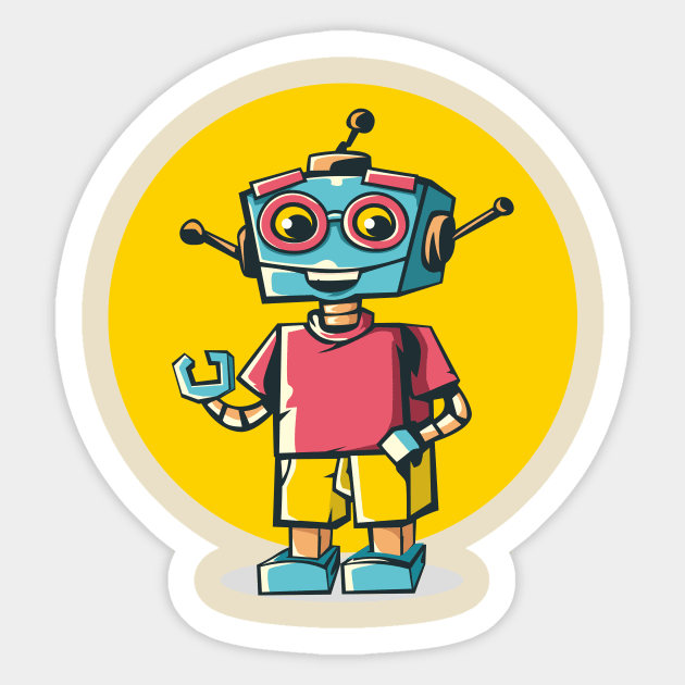 retro robots Sticker by keenkei